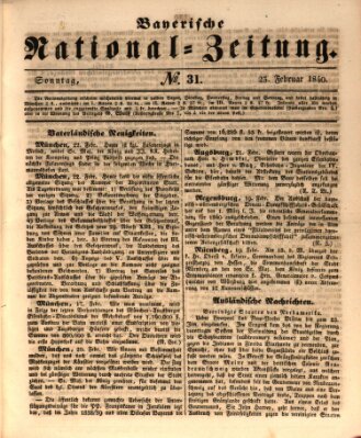 Bayerische National-Zeitung Sonntag 23. Februar 1840