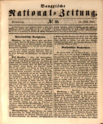 Bayerische National-Zeitung Sonntag 14. Juni 1840