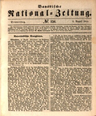 Bayerische National-Zeitung Donnerstag 6. August 1840