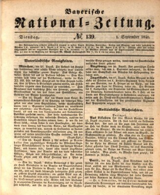 Bayerische National-Zeitung Dienstag 1. September 1840