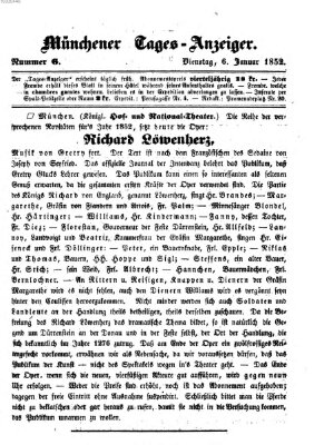 Münchener Tages-Anzeiger Dienstag 6. Januar 1852