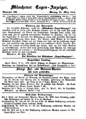 Münchener Tages-Anzeiger Montag 29. März 1852