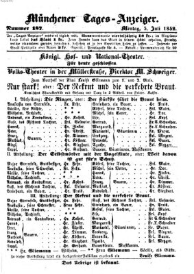 Münchener Tages-Anzeiger Montag 5. Juli 1852
