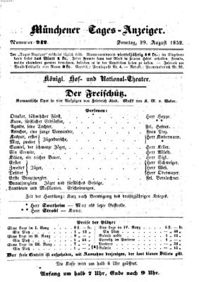 Münchener Tages-Anzeiger Sonntag 29. August 1852