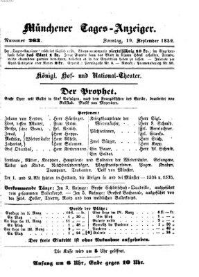 Münchener Tages-Anzeiger Sonntag 19. September 1852