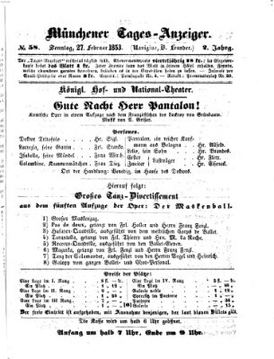 Münchener Tages-Anzeiger Sonntag 27. Februar 1853