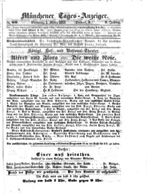 Münchener Tages-Anzeiger Dienstag 1. März 1853