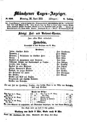 Münchener Tages-Anzeiger Dienstag 26. April 1853