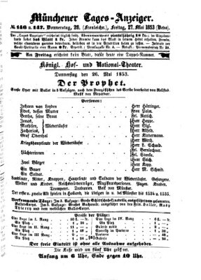 Münchener Tages-Anzeiger Freitag 27. Mai 1853
