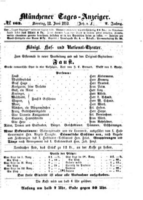 Münchener Tages-Anzeiger Sonntag 12. Juni 1853