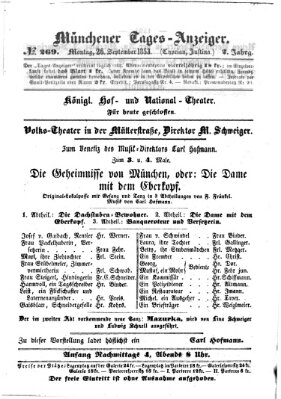 Münchener Tages-Anzeiger Montag 26. September 1853