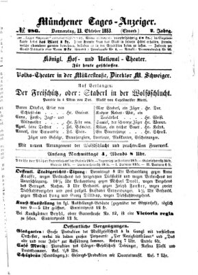 Münchener Tages-Anzeiger Donnerstag 13. Oktober 1853