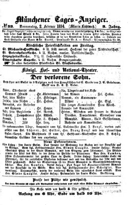Münchener Tages-Anzeiger Donnerstag 2. Februar 1854