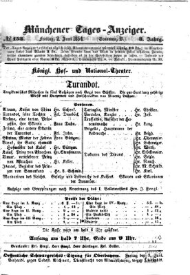Münchener Tages-Anzeiger Freitag 2. Juni 1854