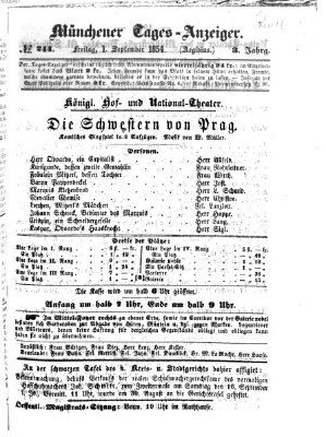 Münchener Tages-Anzeiger Freitag 1. September 1854