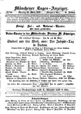 Münchener Tages-Anzeiger Montag 12. März 1855