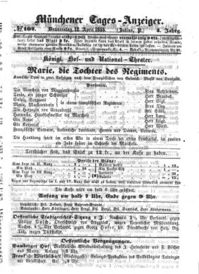 Münchener Tages-Anzeiger Donnerstag 12. April 1855
