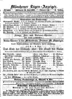 Münchener Tages-Anzeiger Mittwoch 13. Juni 1855