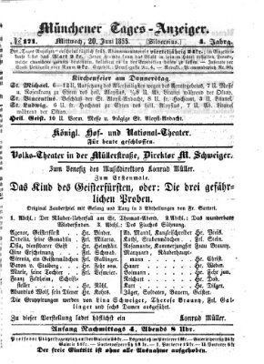 Münchener Tages-Anzeiger Mittwoch 20. Juni 1855