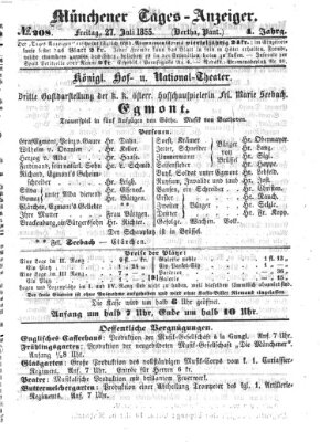 Münchener Tages-Anzeiger Freitag 27. Juli 1855
