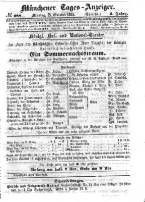 Münchener Tages-Anzeiger Montag 15. Oktober 1855