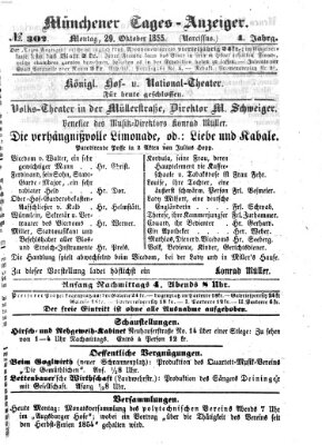 Münchener Tages-Anzeiger Montag 29. Oktober 1855
