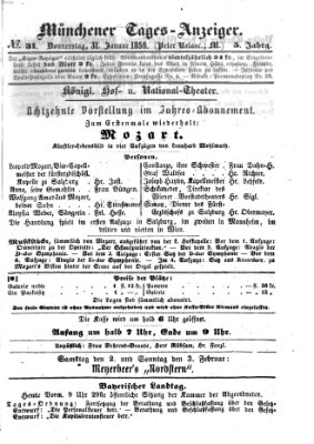 Münchener Tages-Anzeiger Donnerstag 31. Januar 1856