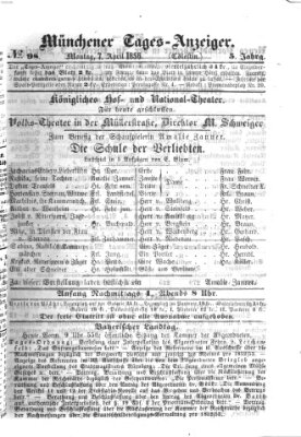 Münchener Tages-Anzeiger Montag 7. April 1856