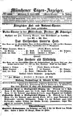 Münchener Tages-Anzeiger Mittwoch 9. April 1856