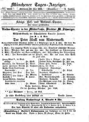 Münchener Tages-Anzeiger Mittwoch 30. Juli 1856