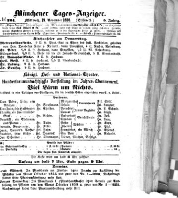 Münchener Tages-Anzeiger Mittwoch 19. November 1856
