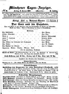 Münchener Tages-Anzeiger Freitag 9. Januar 1857