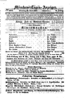 Münchener Tages-Anzeiger Dienstag 14. April 1857