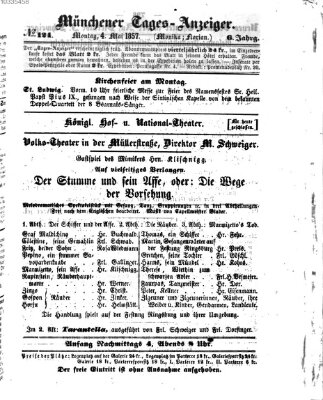 Münchener Tages-Anzeiger Montag 4. Mai 1857