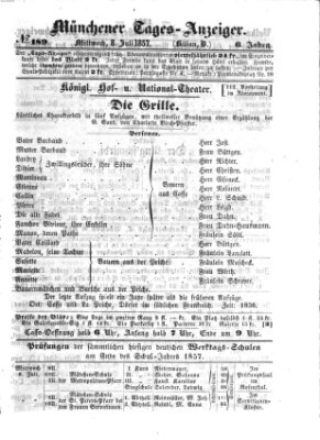 Münchener Tages-Anzeiger Mittwoch 8. Juli 1857