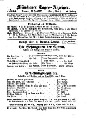 Münchener Tages-Anzeiger Dienstag 21. Juli 1857