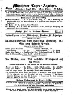 Münchener Tages-Anzeiger Mittwoch 5. August 1857