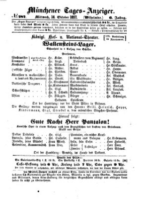 Münchener Tages-Anzeiger Mittwoch 14. Oktober 1857