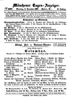 Münchener Tages-Anzeiger Dienstag 3. November 1857
