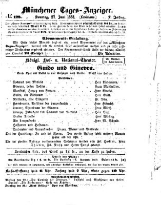 Münchener Tages-Anzeiger Sonntag 27. Juni 1858