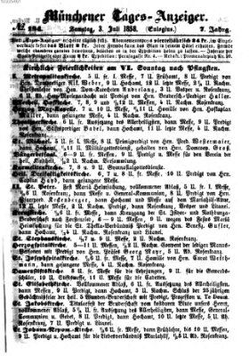 Münchener Tages-Anzeiger Samstag 3. Juli 1858