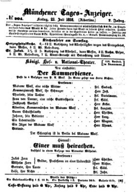 Münchener Tages-Anzeiger Freitag 23. Juli 1858