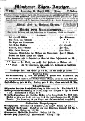Münchener Tages-Anzeiger Donnerstag 12. August 1858