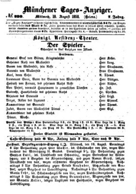 Münchener Tages-Anzeiger Mittwoch 18. August 1858