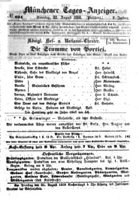 Münchener Tages-Anzeiger Sonntag 22. August 1858