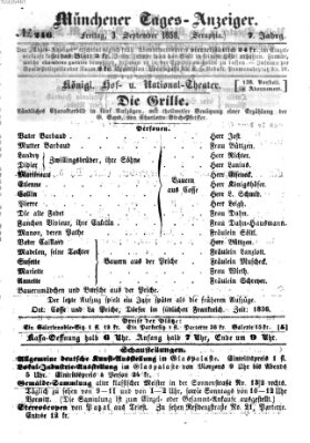 Münchener Tages-Anzeiger Freitag 3. September 1858