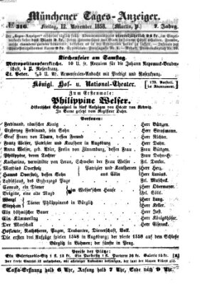 Münchener Tages-Anzeiger Freitag 12. November 1858