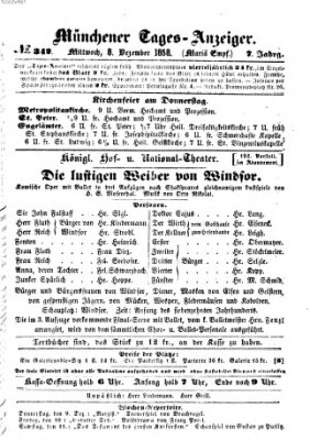 Münchener Tages-Anzeiger Mittwoch 8. Dezember 1858
