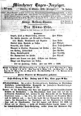 Münchener Tages-Anzeiger Sonntag 2. Oktober 1859