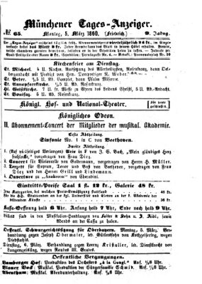 Münchener Tages-Anzeiger Montag 5. März 1860